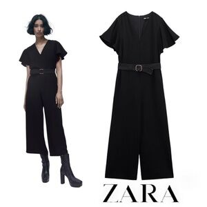 Zara Black Ruffled Sleeve Jumpsuit